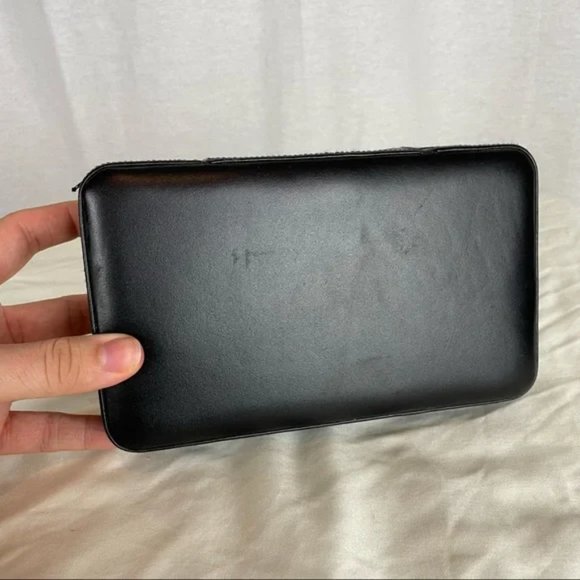 -SOLD- Black Vegan Leather + Suede Travel Jewelry Case - Picture 6 of 8